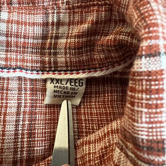 Weatherproof Vintage Linen Cotton Plaid Short Sleeve Button Up Shirt Size XXL - Picture 5 of 9